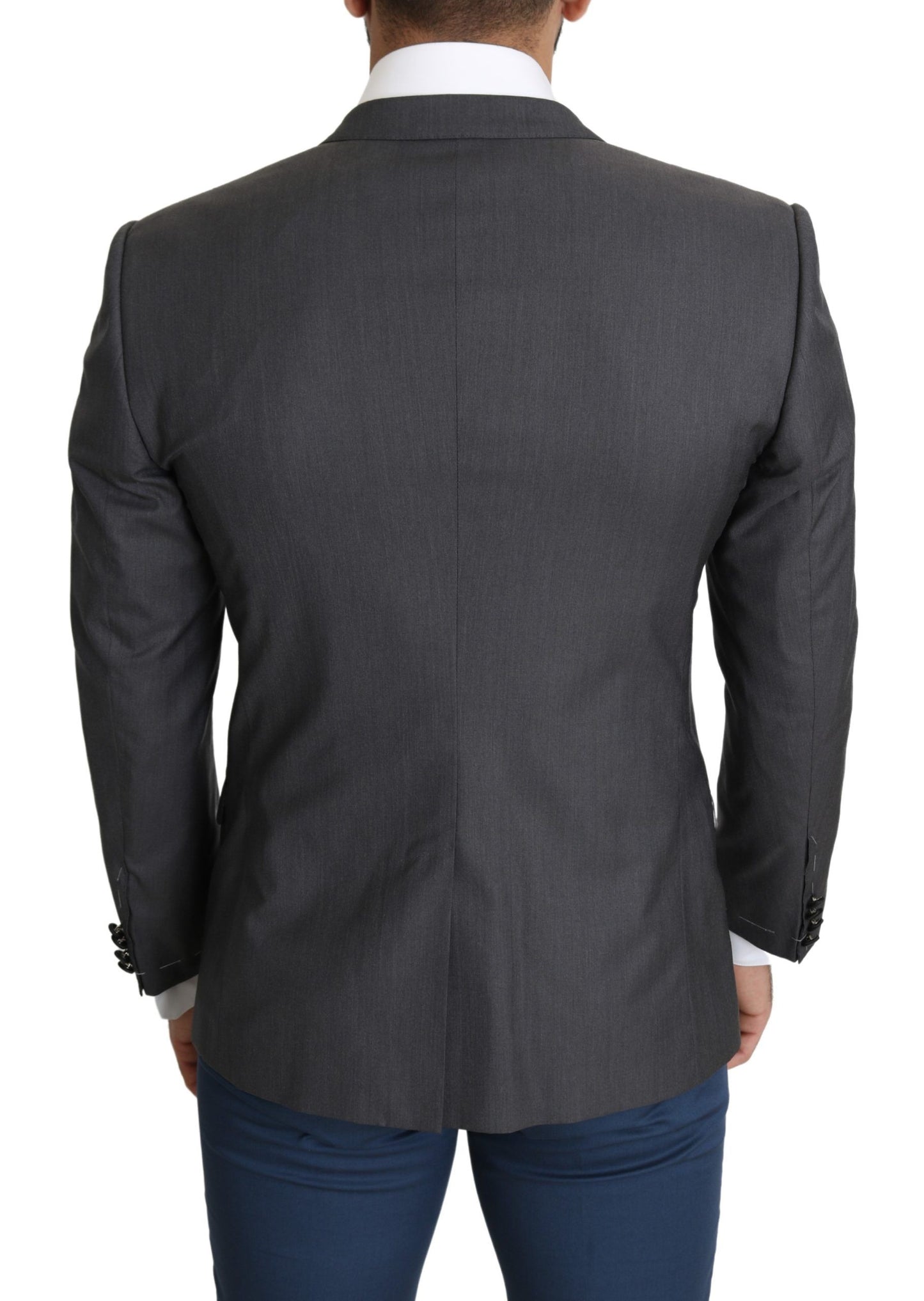 Elegant Dark Gray Silk Blend Blazer