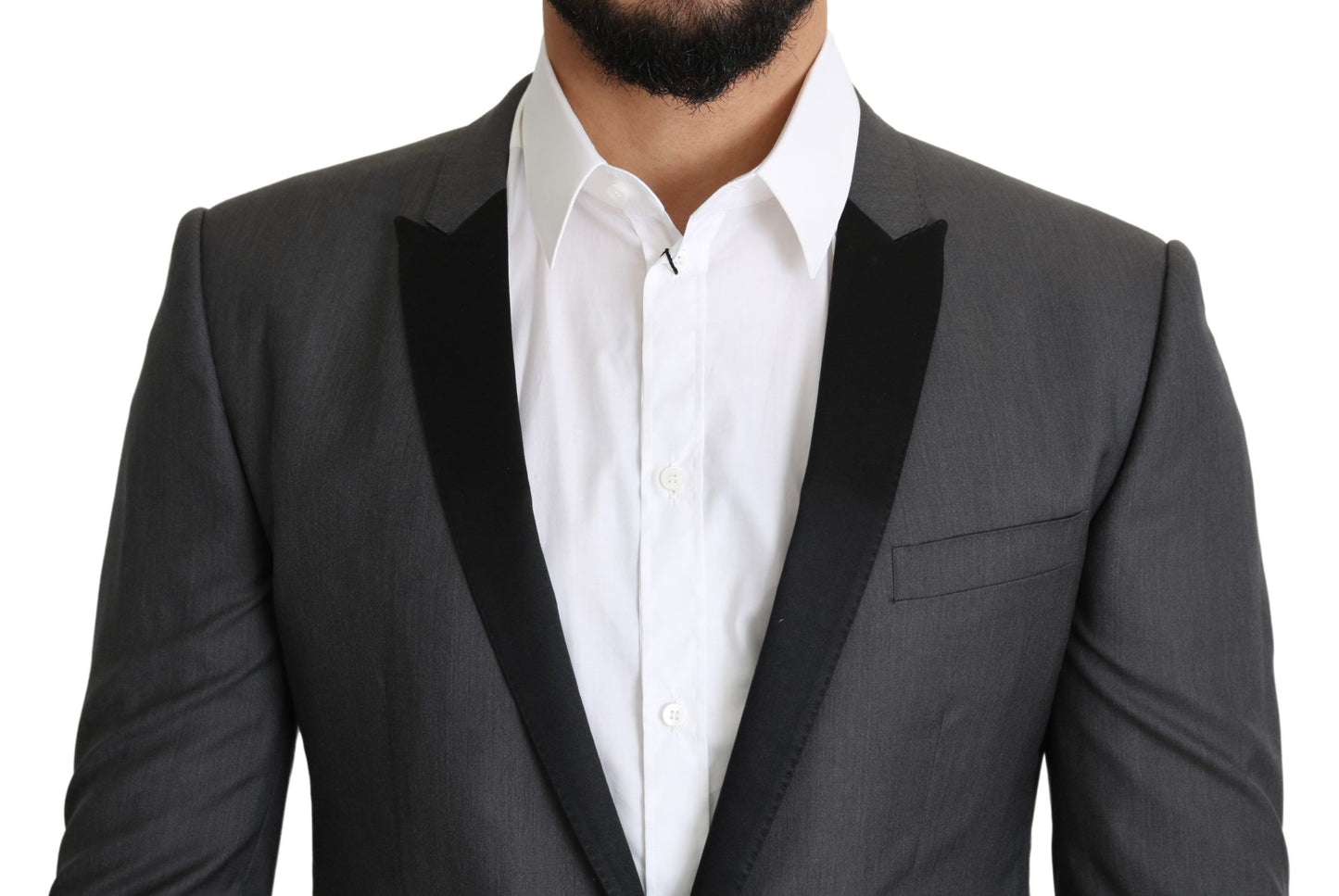 Elegant Dark Gray Silk Blend Blazer