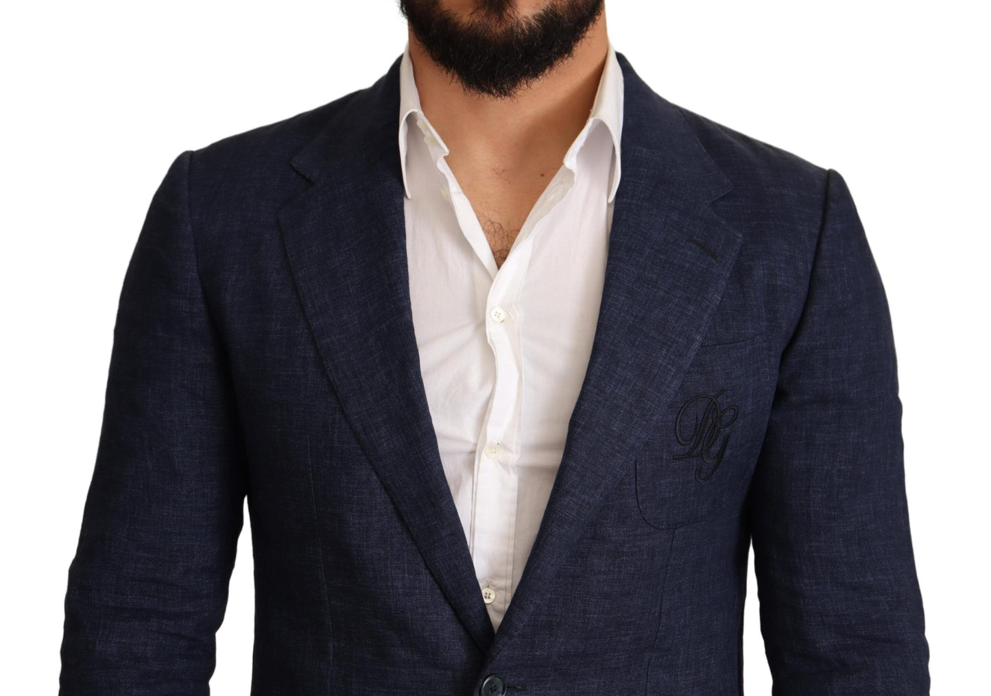 Elegant Slim Fit Blue Linen Blazer