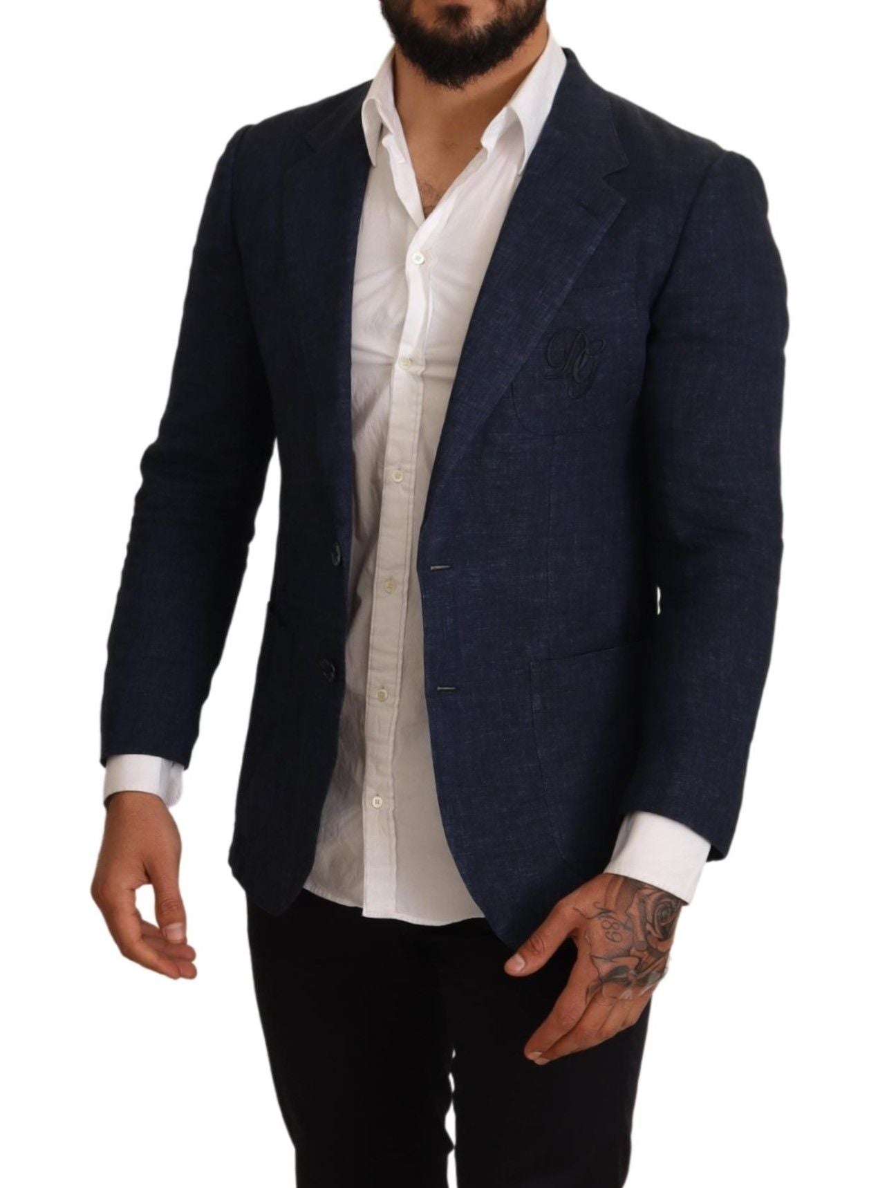 Elegant Slim Fit Blue Linen Blazer