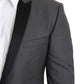 Elegant Dark Gray Silk Blend Blazer