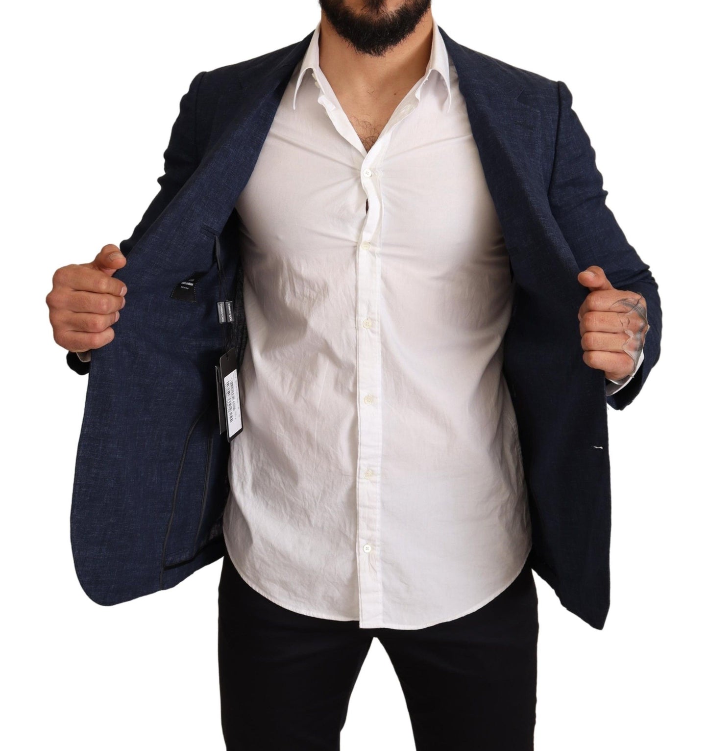 Elegant Slim Fit Blue Linen Blazer