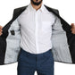 Elegant Dark Gray Silk Blend Blazer
