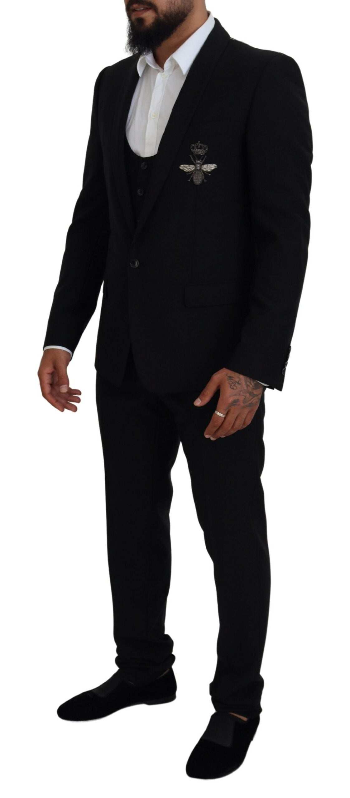 Elegant Black Martini 3-Piece Wool Suit