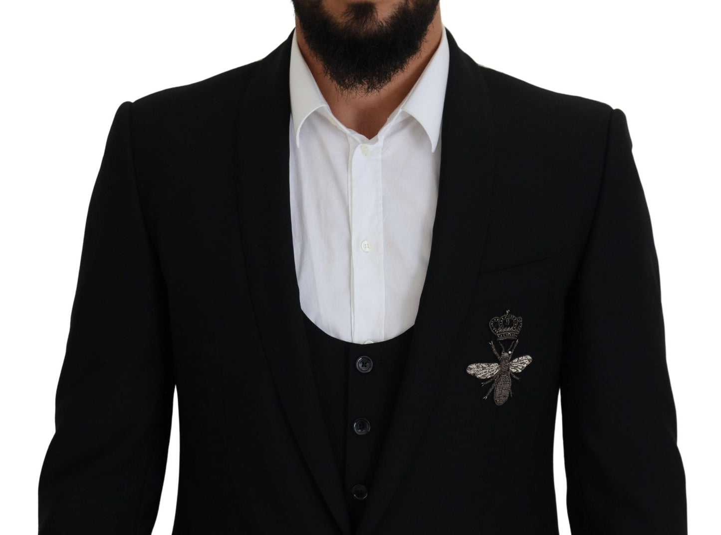 Elegant Black Martini 3-Piece Wool Suit