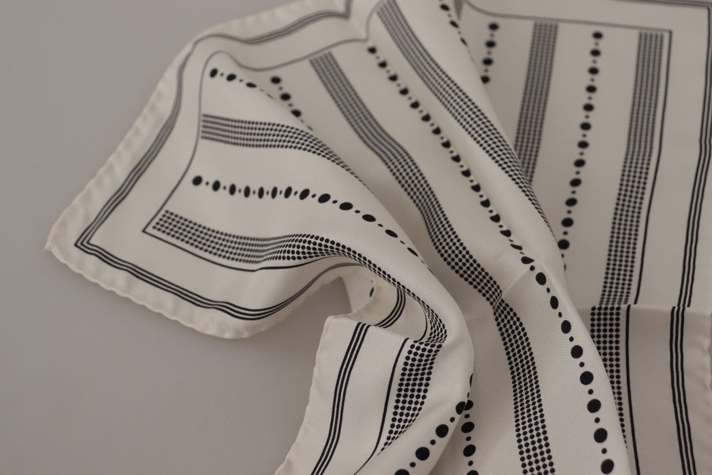 White Dotted Stripes Square Handkerchief Scarf