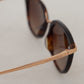 Irregular Brown Acetate Sunglasses for Women