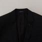 Sleek Black Two-Piece Wool Martini Suit