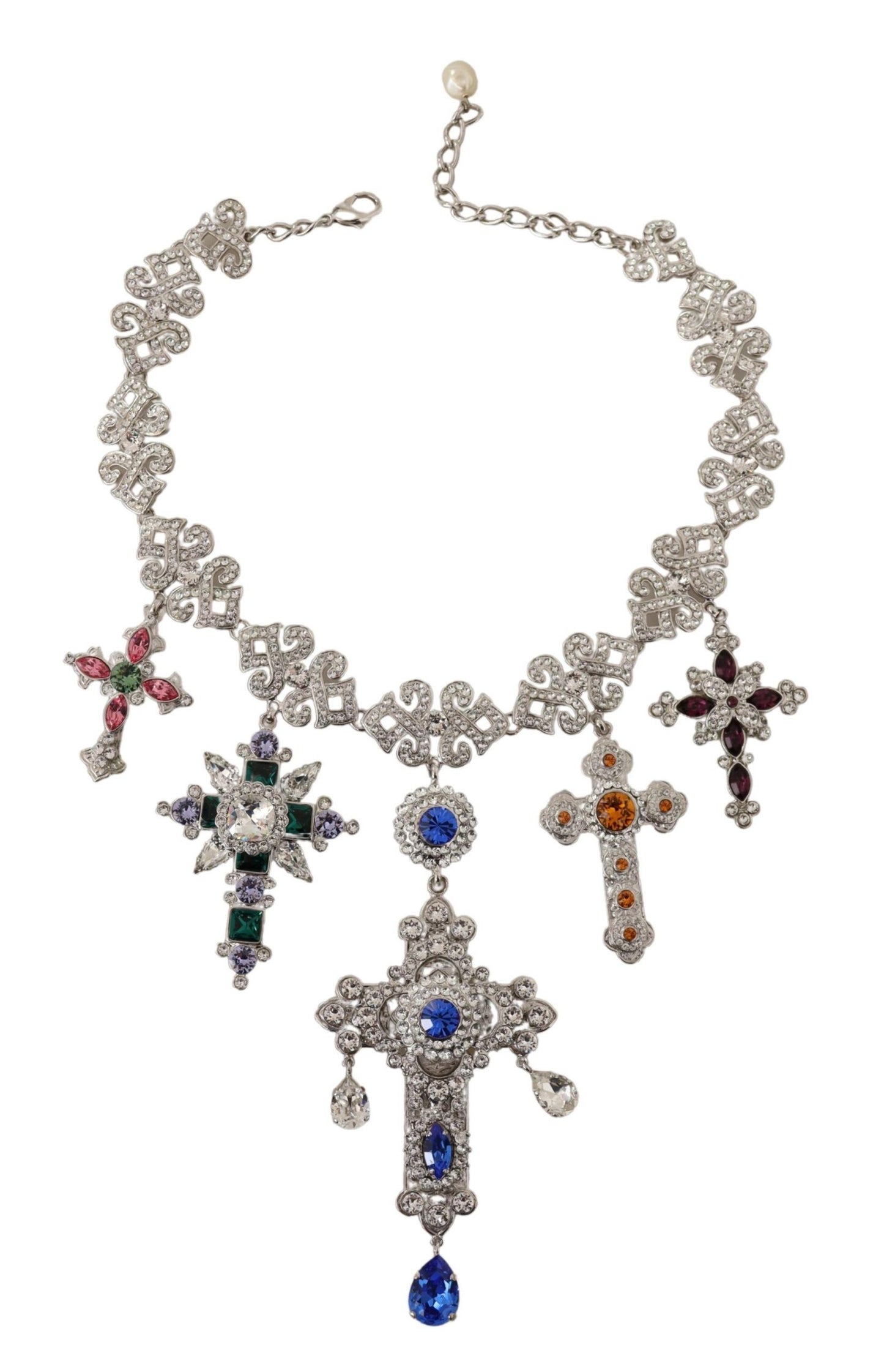 Elegant Multicolor Crystal Cross Necklace