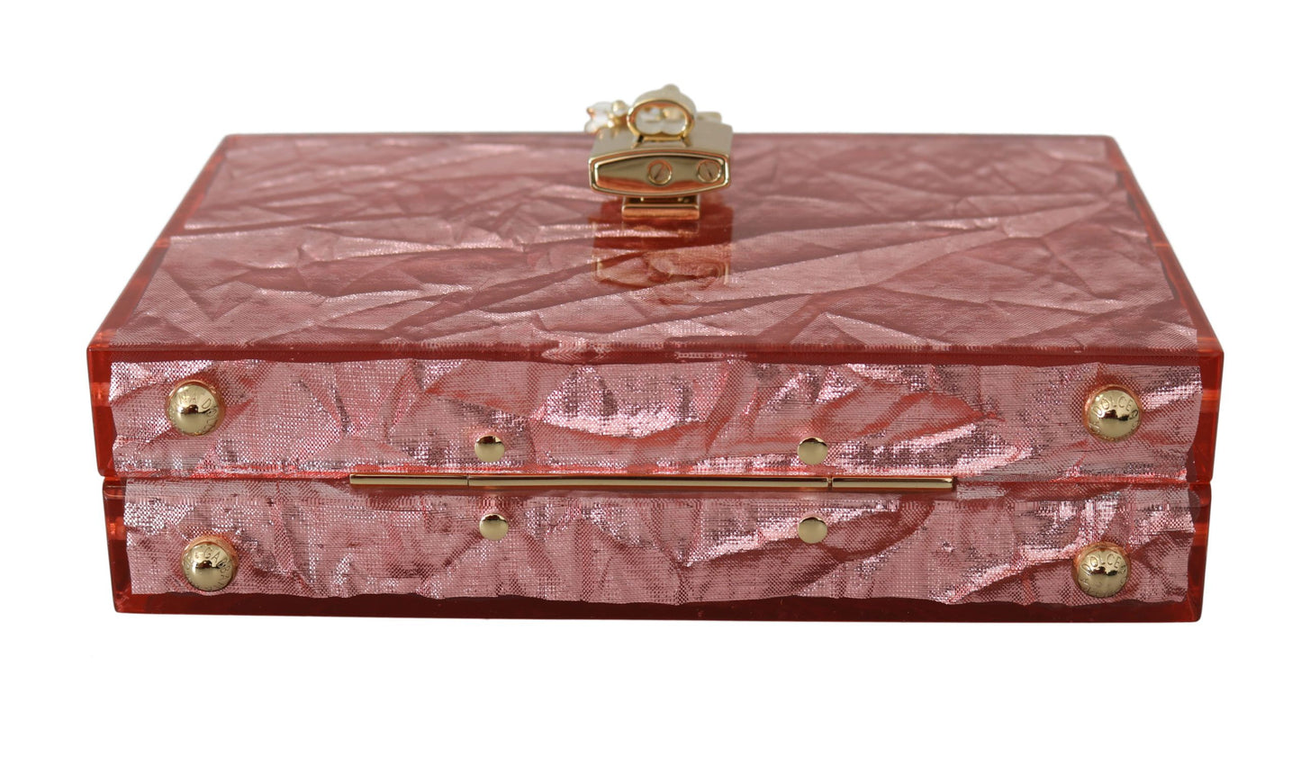 Elegant Rose Pink Metallic Sheen Box Bag