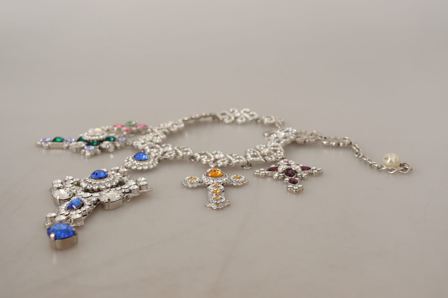 Elegant Multicolor Crystal Cross Necklace