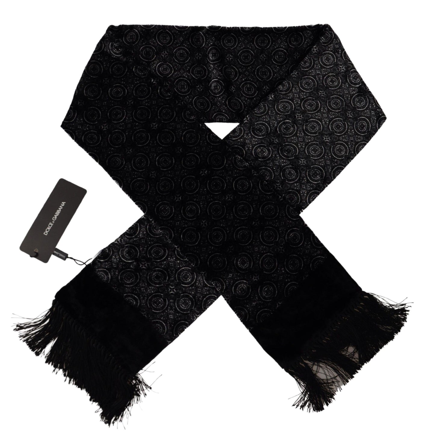 Elegant Black Silk Blend Men's Scarf