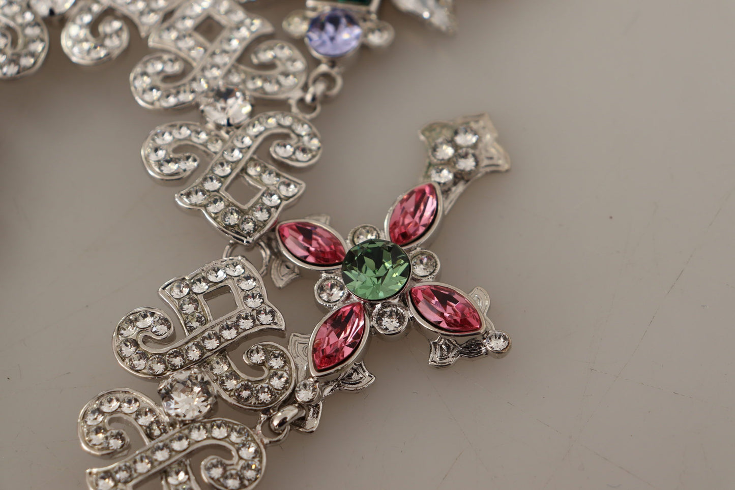 Elegant Multicolor Crystal Cross Necklace