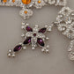 Elegant Multicolor Crystal Cross Necklace