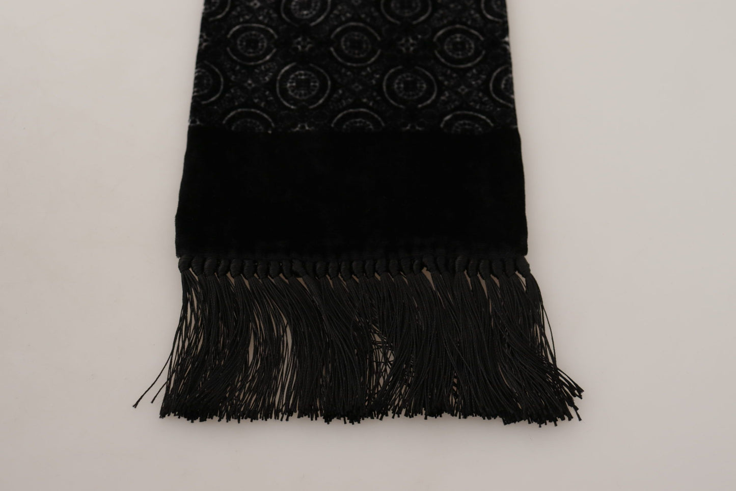 Elegant Black Silk Blend Men's Scarf