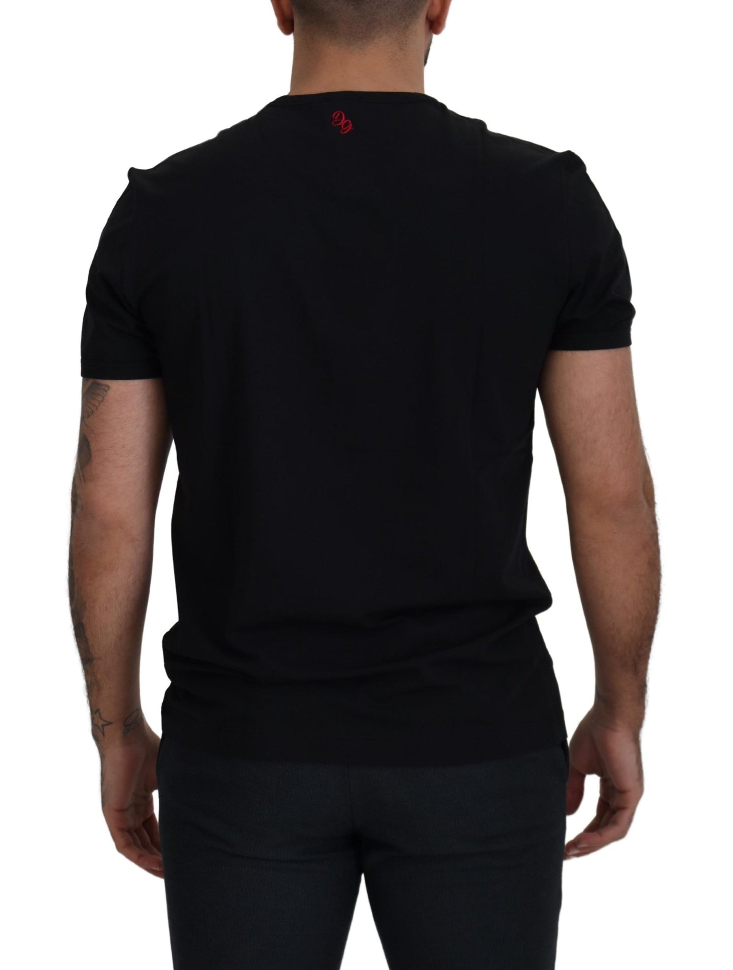 Elegant Black Crewneck Cotton T-Shirt