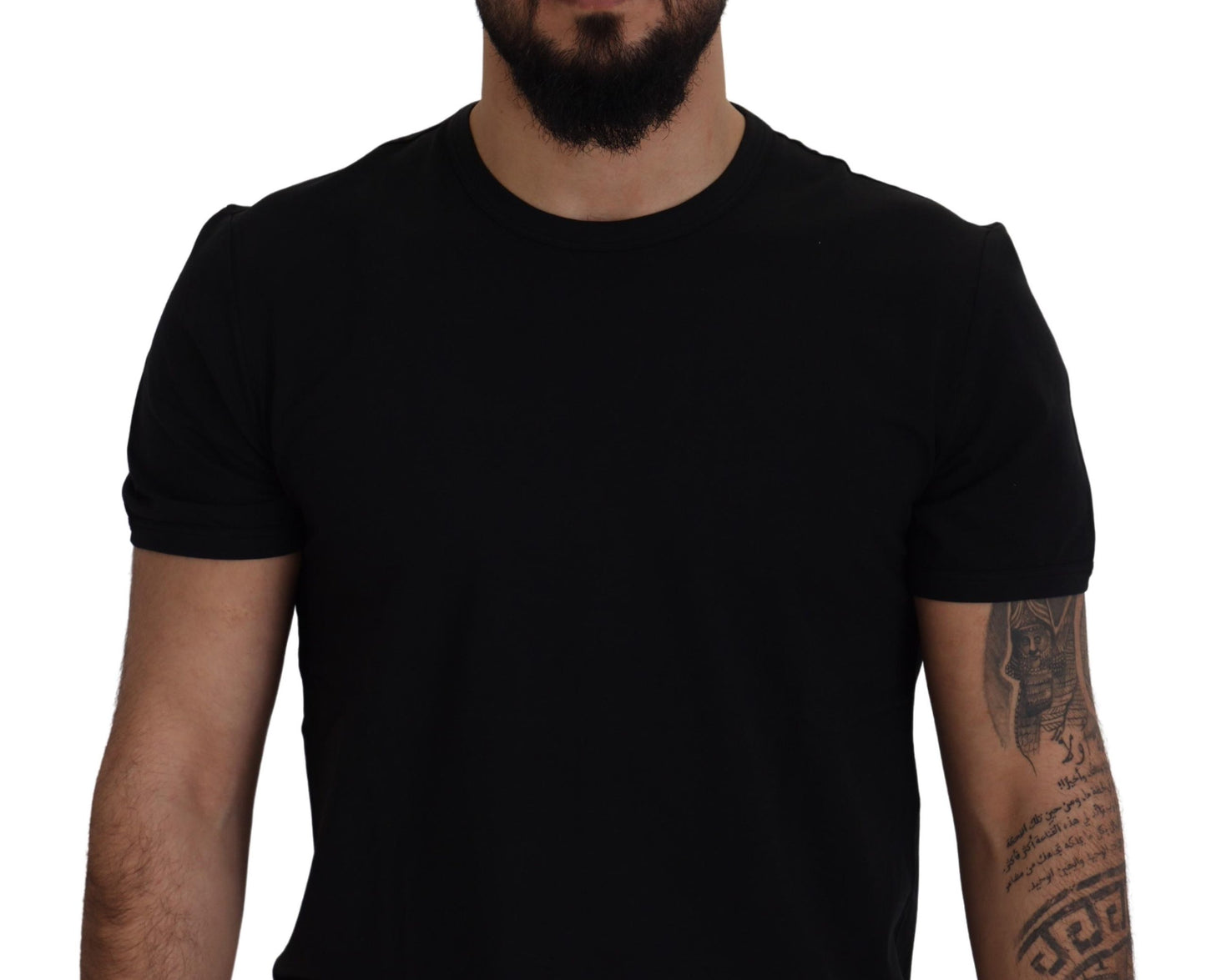 Elegant Black Crewneck Cotton T-Shirt