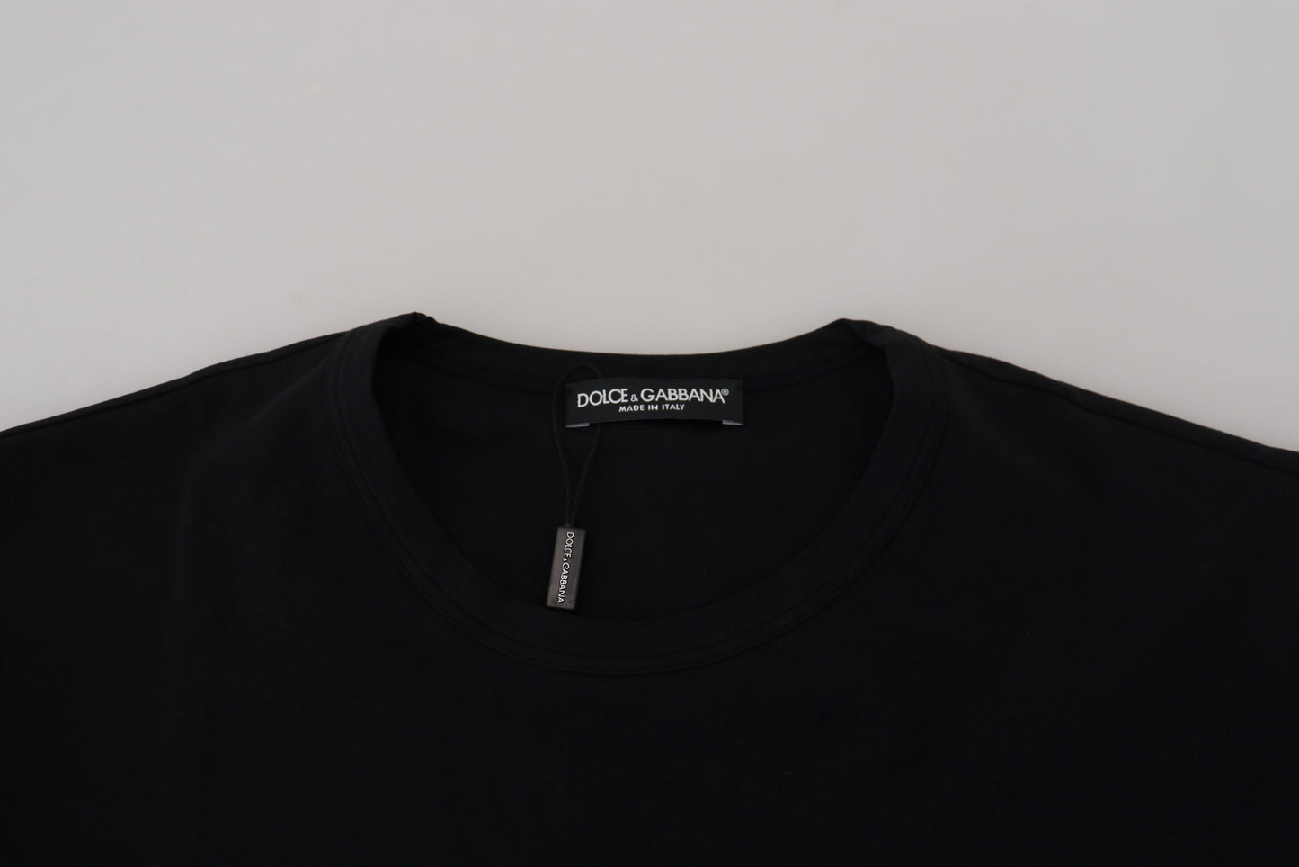 Elegant Black Crewneck Cotton T-Shirt