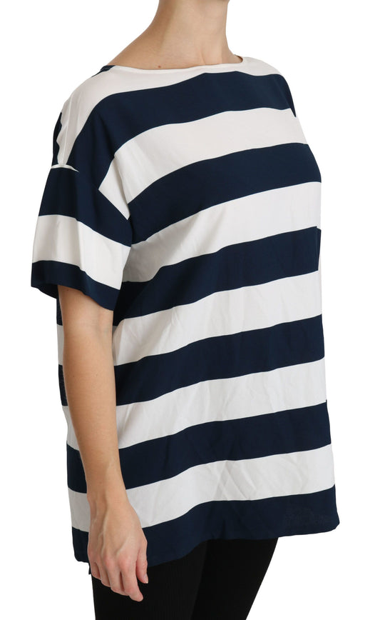 Elegant Striped Viscose Boat Neck Top