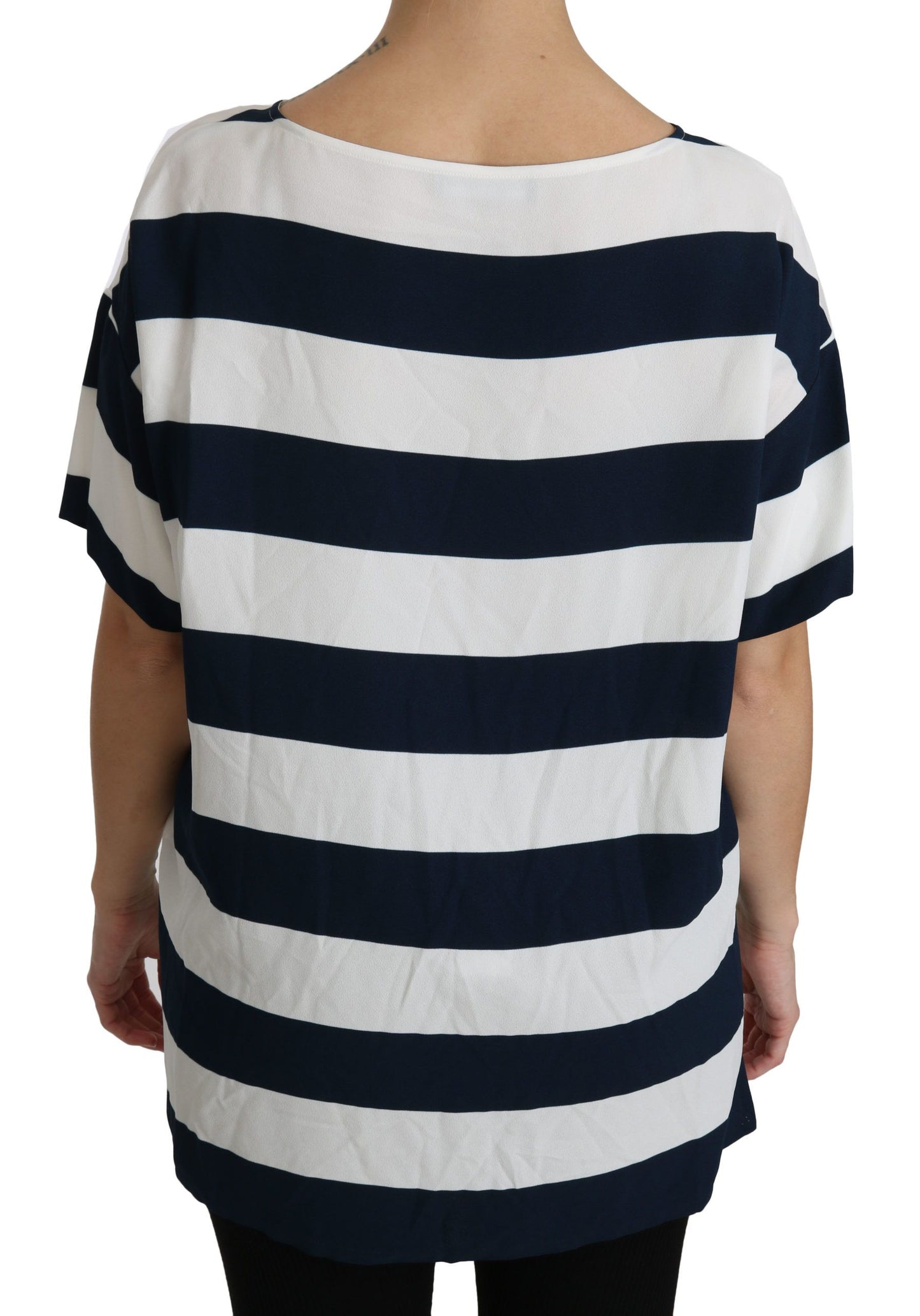 Elegant Striped Viscose Boat Neck Top