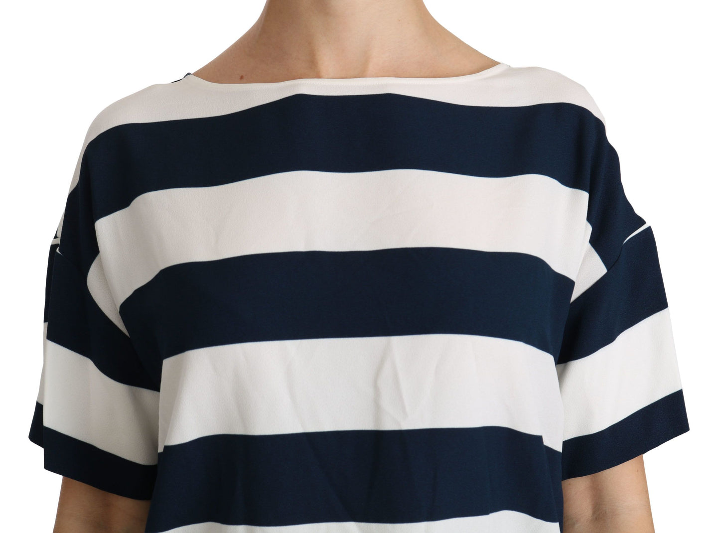 Elegant Striped Viscose Boat Neck Top