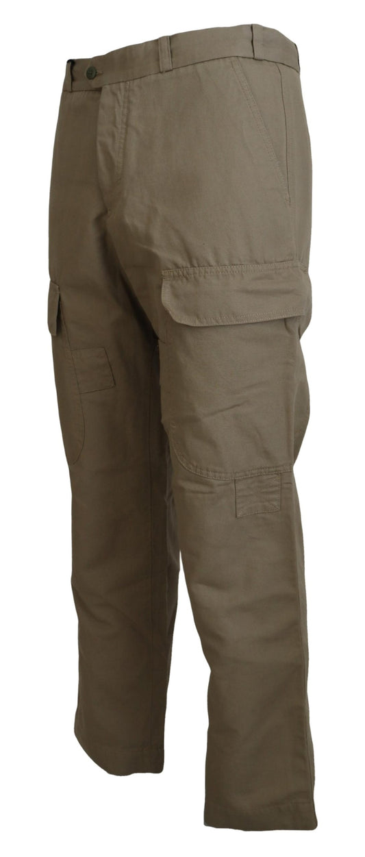 Chic Brown Cotton-Linen Cargo Pants