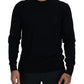 Black Virgin Wool Crewneck Pullover  Sweater