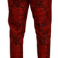 Italian Designer Slim Fit Red Jacquard Suit