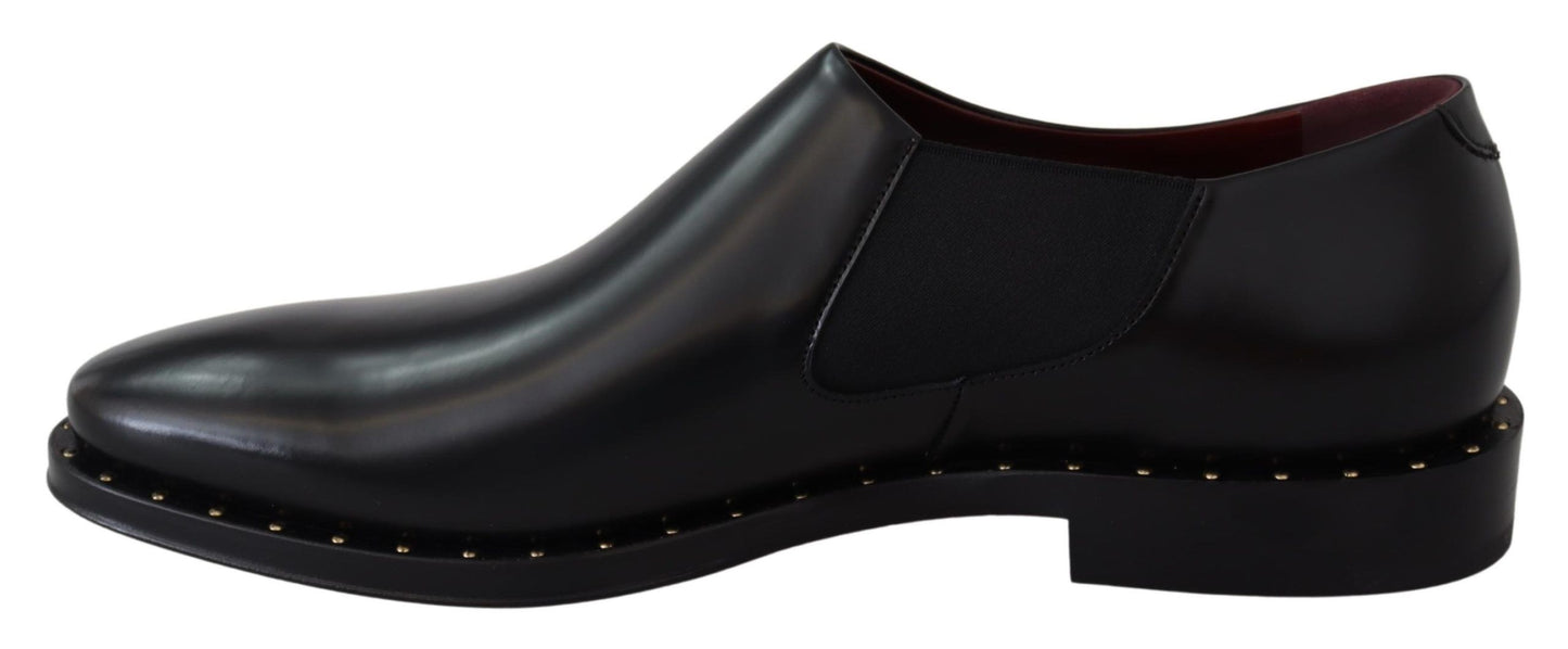 Elegant Black Leather Slip-On Loafers