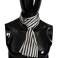 White Black Stripes Scarf Neck Wrap Shawl Silk