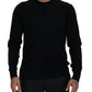 Black Virgin Wool Crewneck Pullover  Sweater