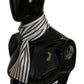 White Black Stripes Scarf Neck Wrap Shawl Silk