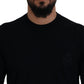Black Virgin Wool Crewneck Pullover  Sweater