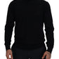 Black Virgin Wool Crewneck Pullover  Sweater