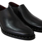 Elegant Black Leather Slip-On Loafers