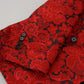Italian Designer Slim Fit Red Jacquard Suit