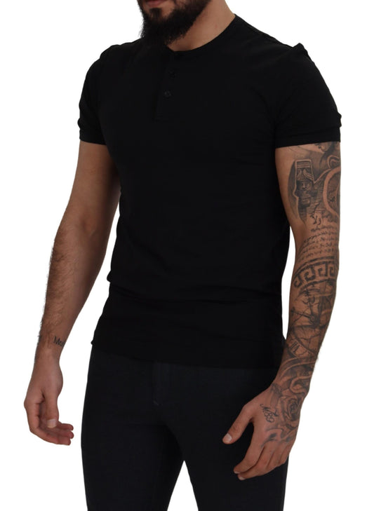 Elegant Black Cotton Crewneck Tee