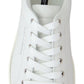White Yellow Leather Low Top  Sneakers Shoes