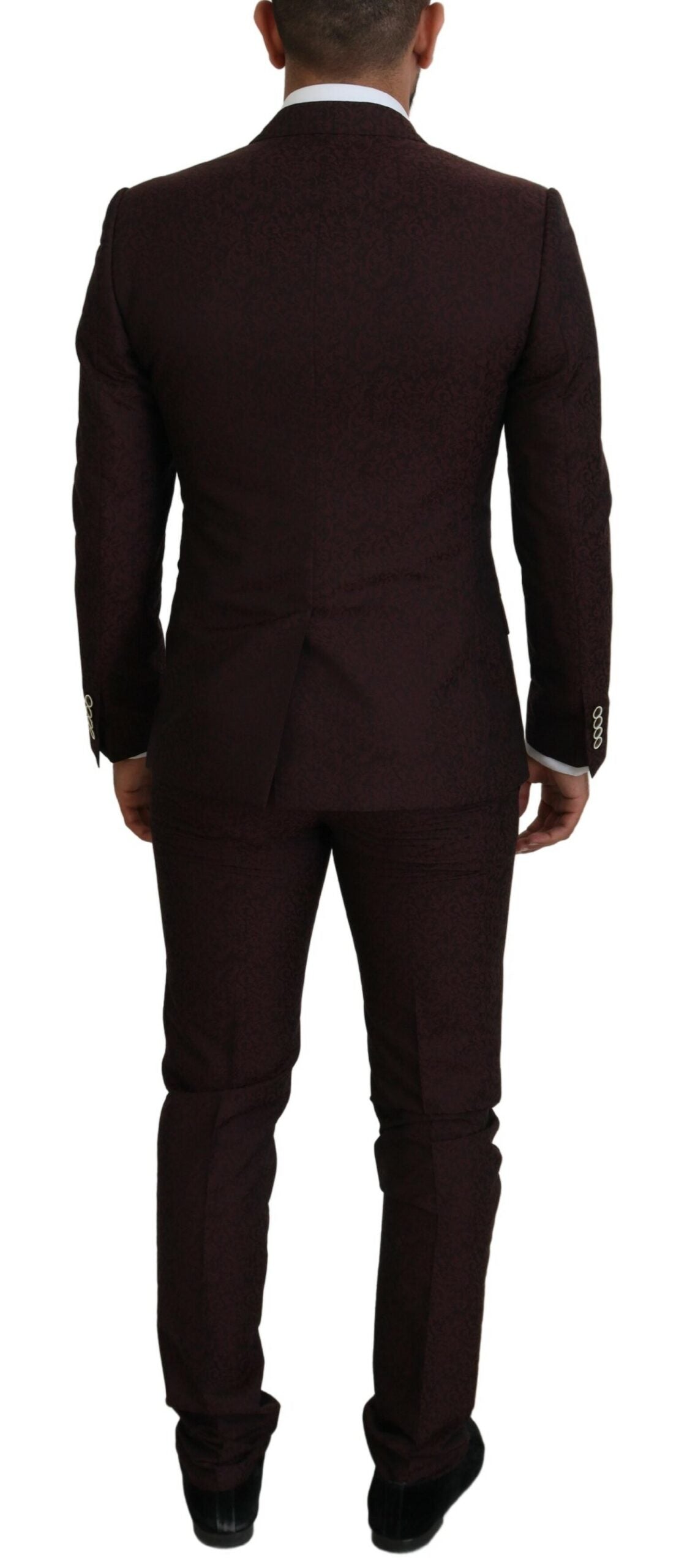 Maroon Wool Silk 3-Piece Martini Suit