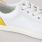 White Yellow Leather Low Top  Sneakers Shoes
