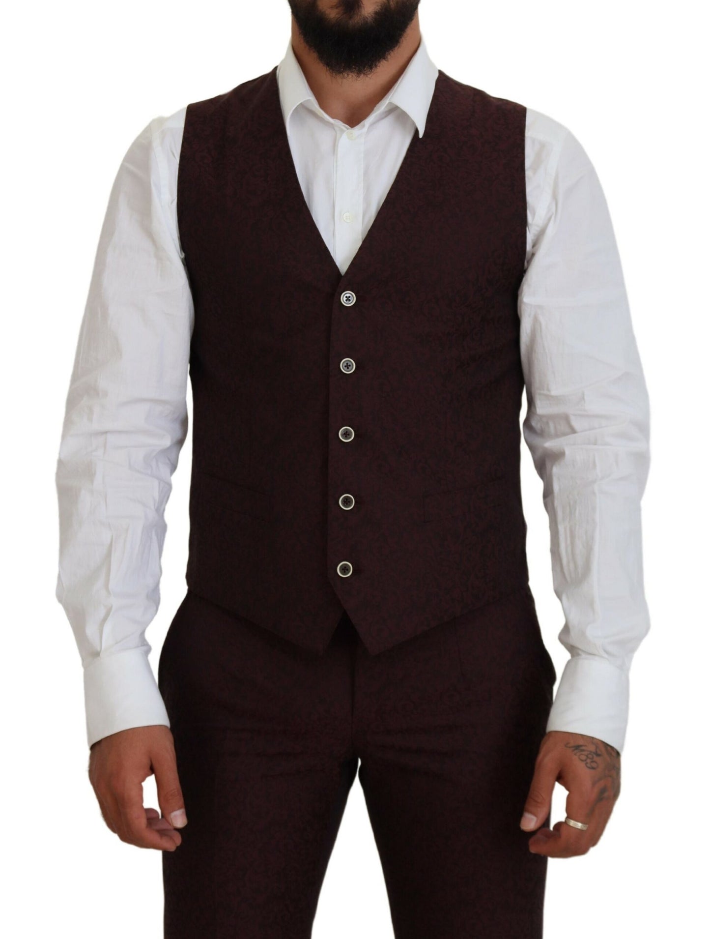 Maroon Wool Silk 3-Piece Martini Suit