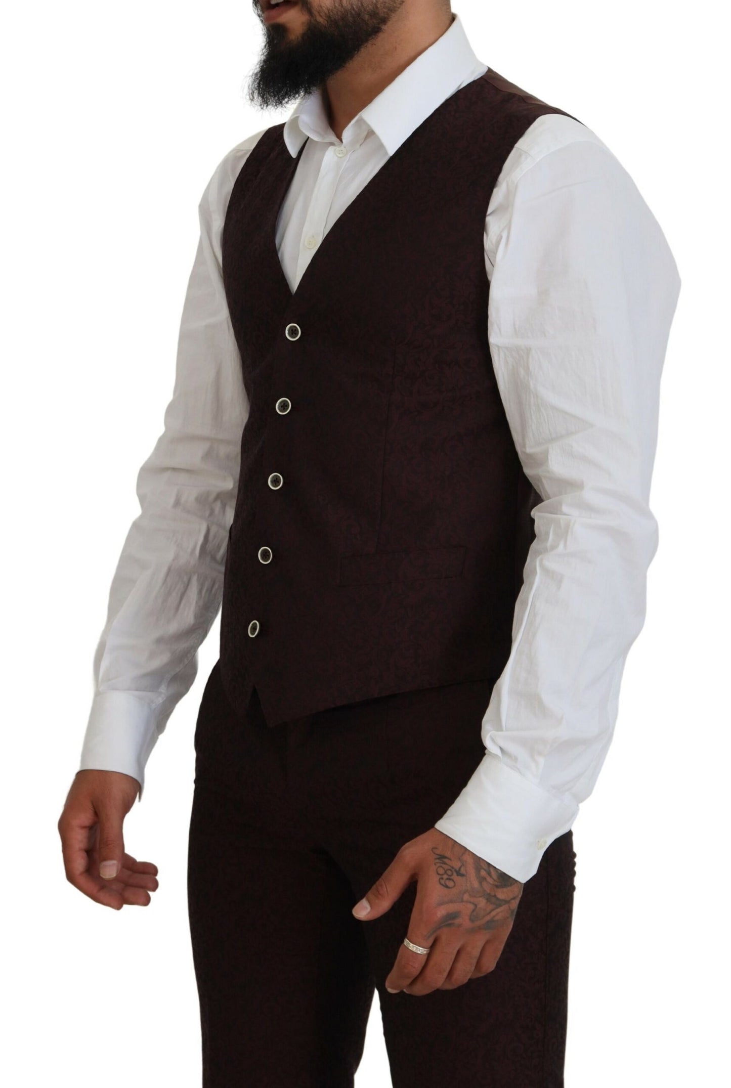 Maroon Wool Silk 3-Piece Martini Suit