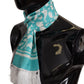 Blue Whale Printed Shawl Wrap Fringe Silk Teal Scarf