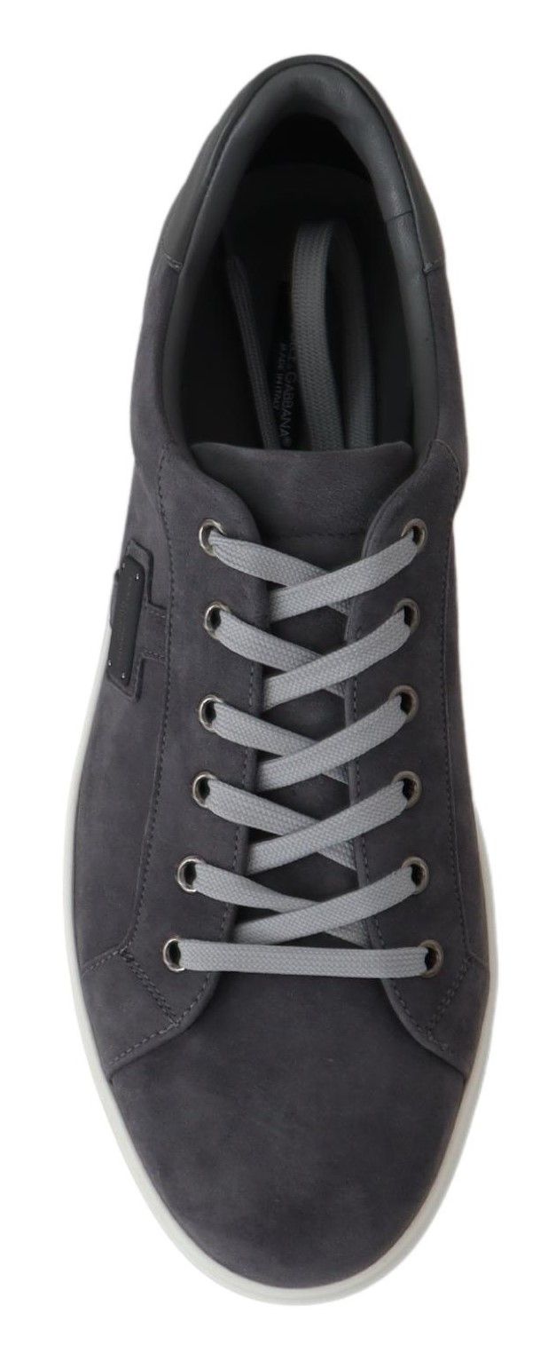 Elegant Gray Leather Sneakers