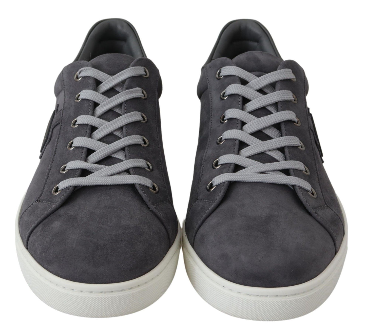 Elegant Gray Leather Sneakers