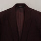 Maroon Wool Silk 3-Piece Martini Suit