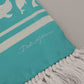 Blue Whale Printed Shawl Wrap Fringe Silk Teal Scarf