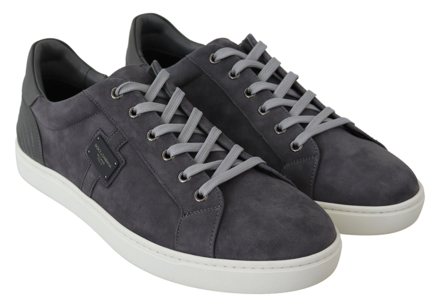 Elegant Gray Leather Sneakers