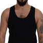 Black Cotton Sleeveless Men T-shirt