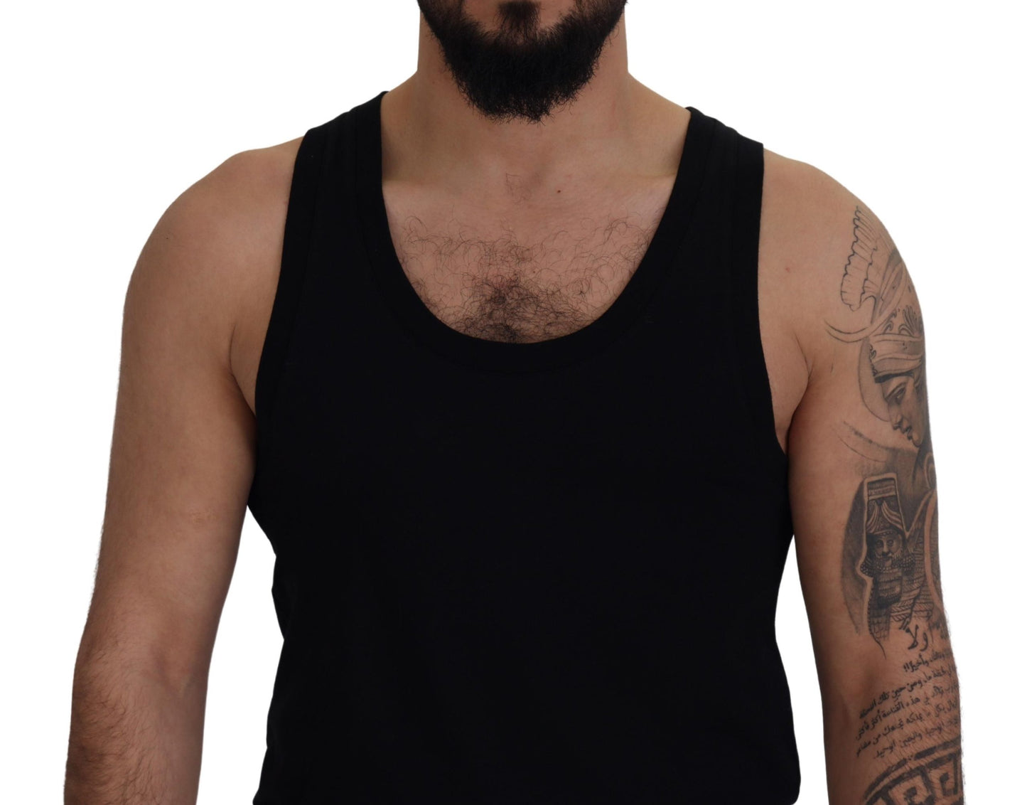 Black Cotton Sleeveless Men T-shirt